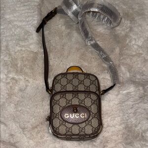 GG Supreme Monogram Mini Neo Vintage Double Zip Messenger Bag Beige New Acero